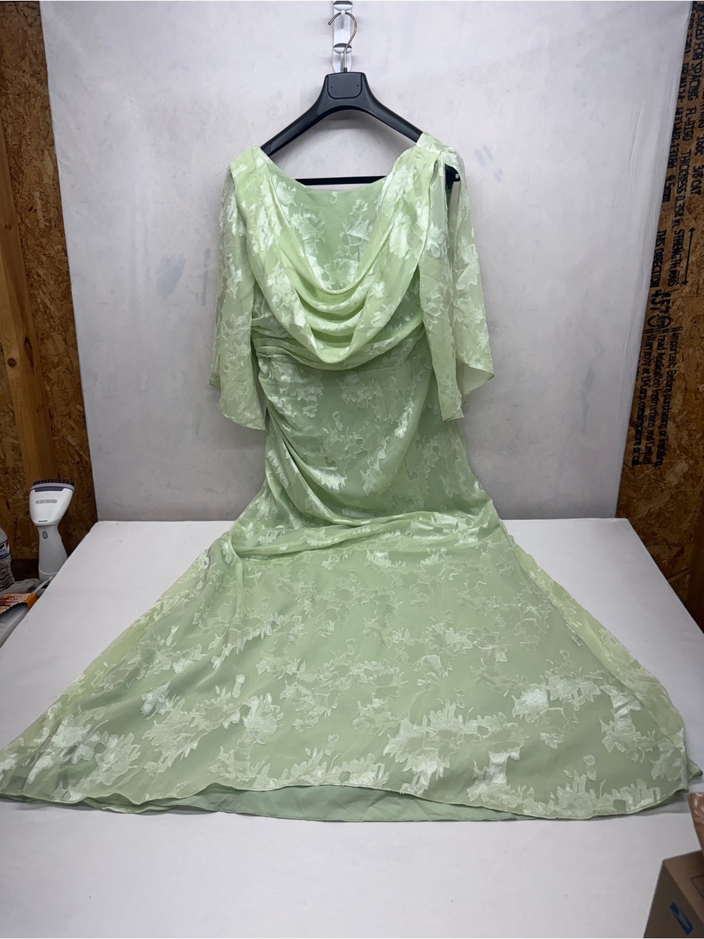 Azazie Sage Green Draped Maxi Dress
